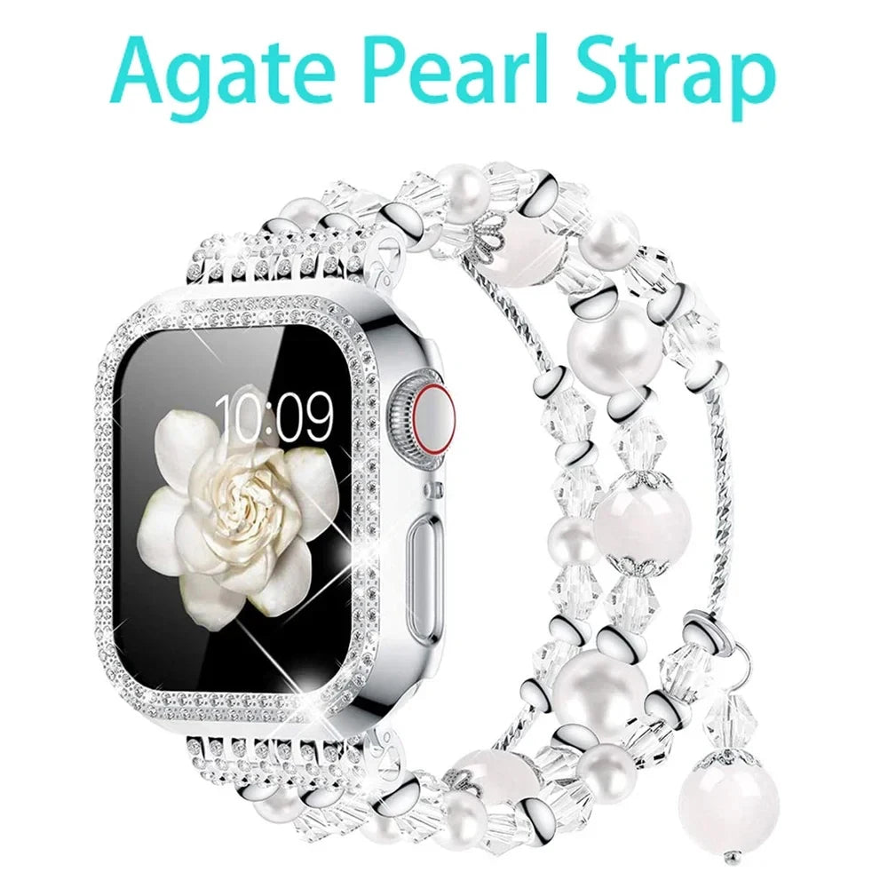 Cinturino con Maglie e Perle di Agata per Apple Watch