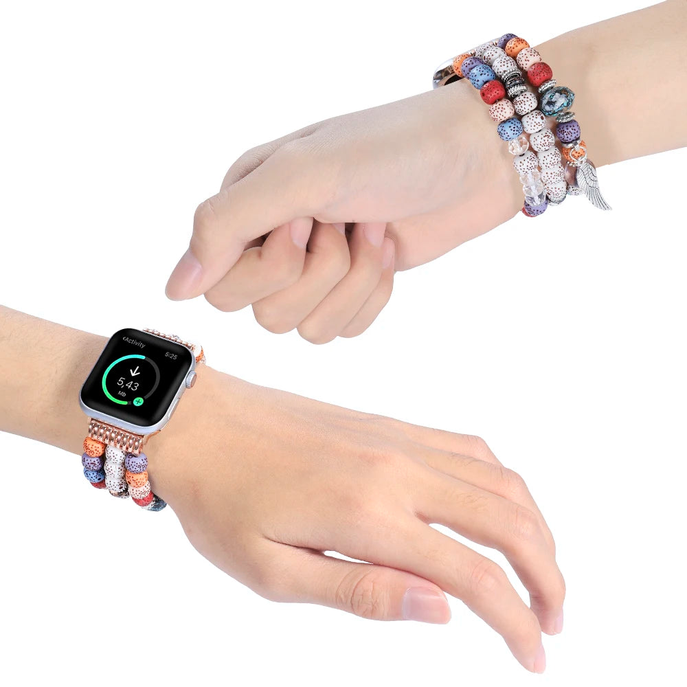 Bracciale smart watch moda donna con perline  per Apple watch