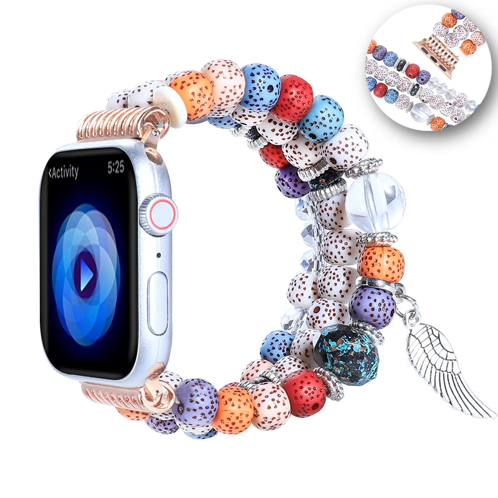 Bracciale smart watch moda donna con perline  per Apple watch