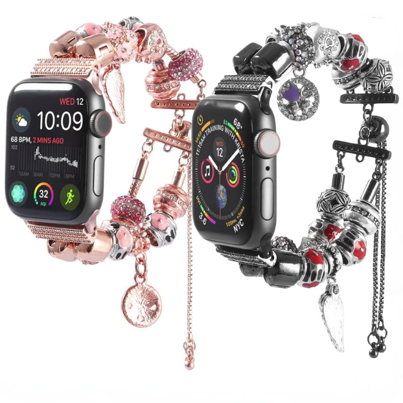 Cinturino per gioielli per cinturino Apple Watch con perline in metallo